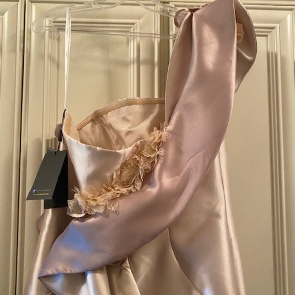 NEW W/TAGS Terani Couture - Champagne One Shoulder Fitted Gown - Picture 8 of 8